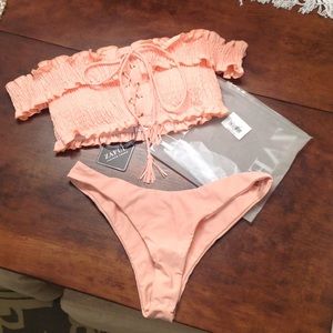 Zaful off the shoulder bikini - light pink